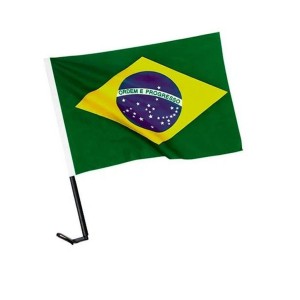 BANDEIRA BRASIL P/ CARRO C/SUPORTE PLÁSTICO (TECIDO)