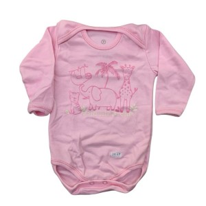 BODY MANGA LONGA C/3 FEMININO ESTAMPADO JUNGLE