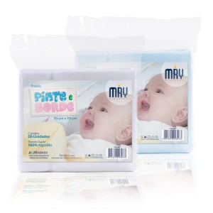 FRALDA DE PANO C/5 PINTE E BORDE COLORIDA LUXO 70X70 - SORTIDA