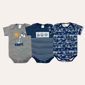 BODY MANGA CURTA C/3 MASCULINO