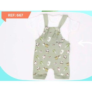 CONJUNTO JARDINEIRO + BODY MANGA CURTA MASCULINO