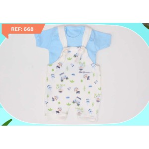 CONJUNTO JARDINEIRO + BODY MANGA CURTA MASCULINO