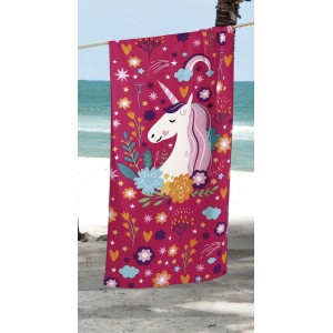 TOALHA DE PRAIA DOHLER AVELUDADA UNICÓRNIO VELOUR