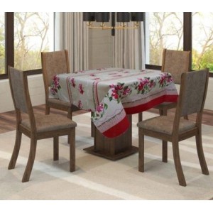 TOALHA MESA RETANGULAR LINHO ESTAMPADA - 4 LUGARES