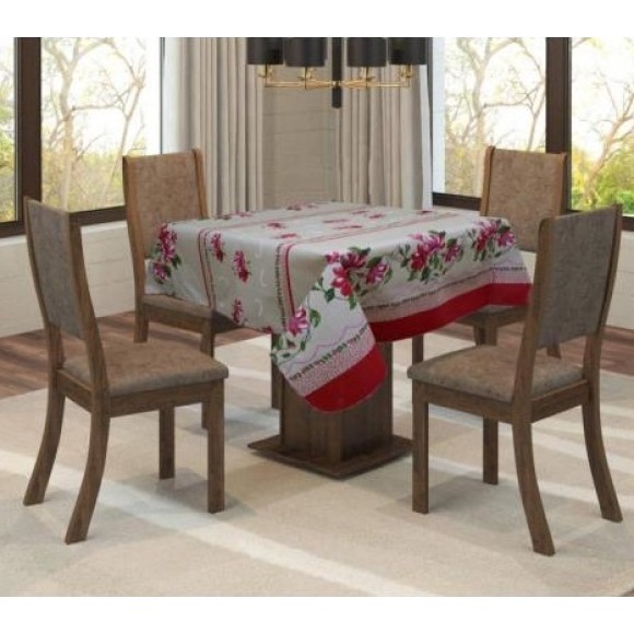 TOALHA MESA RETANGULAR LINHO ESTAMPADA - 4 LUGARES