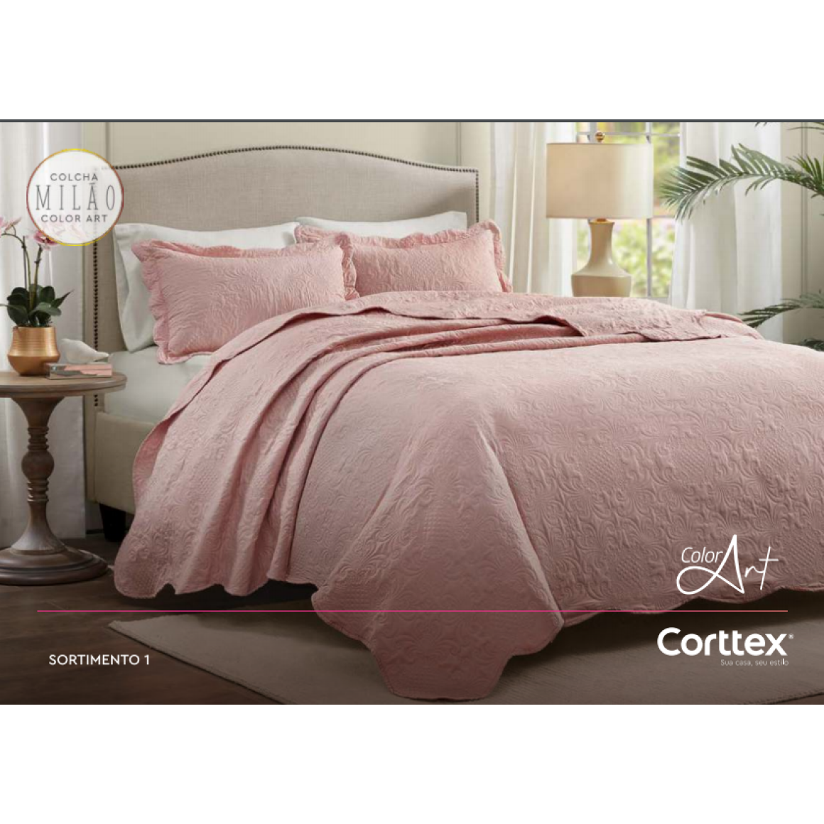 KIT COLCHA C/3 CASAL 150 FIOS LISA MILAO CORTTEX