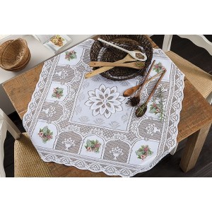 TOALHA CHA QUADRADA ESTAMPADA NATAL RENDA