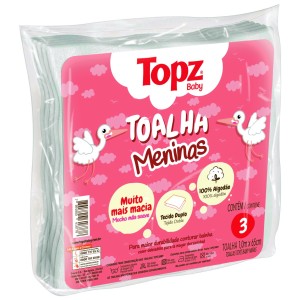 TOALHA FRALDA C/3 TOPZ FEMININA ESTAMPADA CREMER