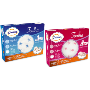 TOALHA FRALDA C/3 ESTAMPADA LUXO CREMER