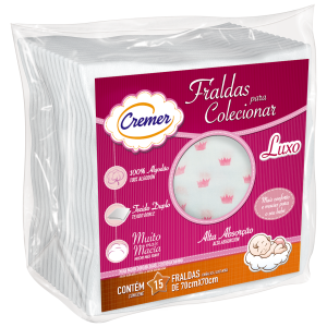 KIT 15 FRALDA DE PANO CREMER ESTAMPADA LUXO