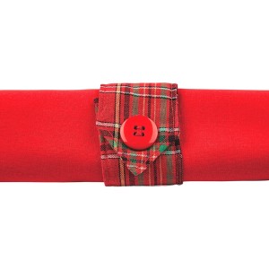 KIT 2 GUARDANAPOS/2 ARGOLAS RED TARTAN  COPA&CIA