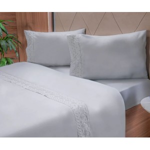 JOGO CAMA 4 PEÇAS CASAL BORDADO INGLES (85 G/M²)