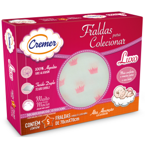 Fralda De Pano Cremer Luxo Estampada - Caixa com 5 Unidades
