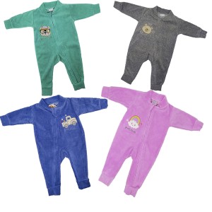 MACACÃO LONGO PLUSH S/PÉ ZIPER BORDADO